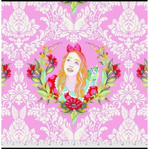 TULA PINK CURIOUSER & CURIOUSER ALICE IN WONDERLAND FABRIC 1 YARD - Picture 1 of 1